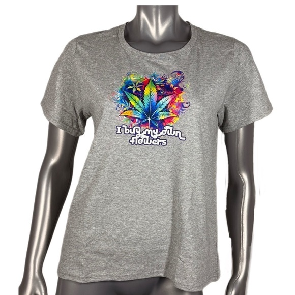 The Blind Medium | Gray Colorful ‘I buy my own flowers’ 420 graphic print T - Picture 2 of 11